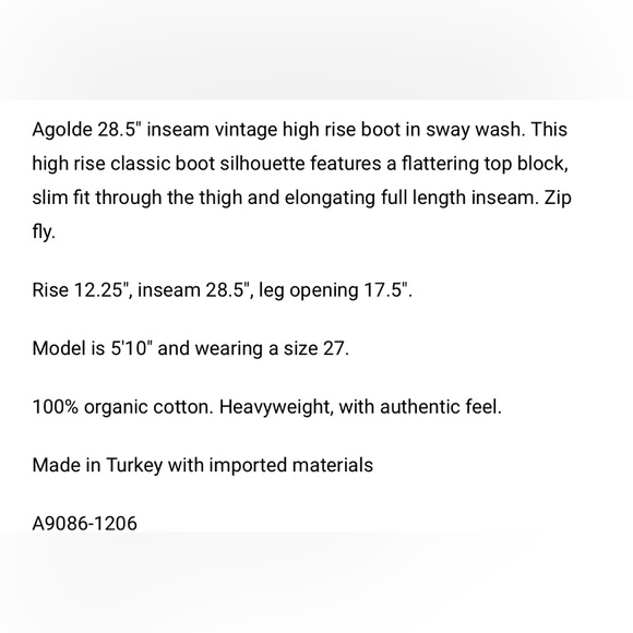 AGOLDE 90’s High Rise Vintage Boot in Sway - Picture 7 of 7